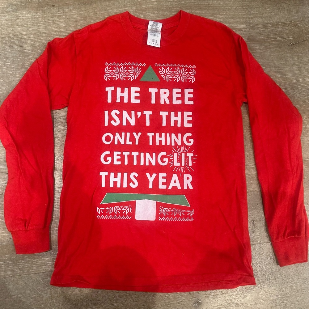 Christmas S Ugly Sweater Funny Shirt Holiday Tree Getting Lit Long Sleeve Shirt